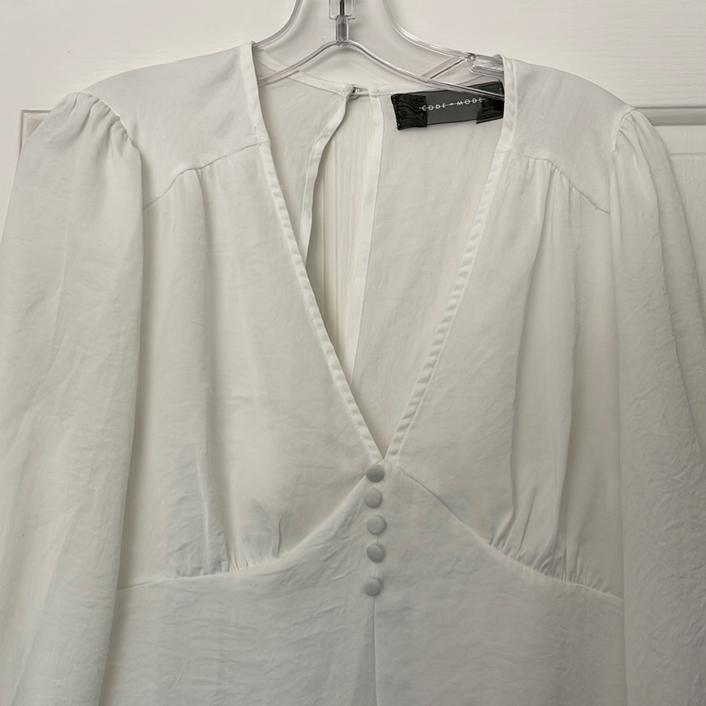 Code X Mode Sheer Top w/Open Back, V-Neck